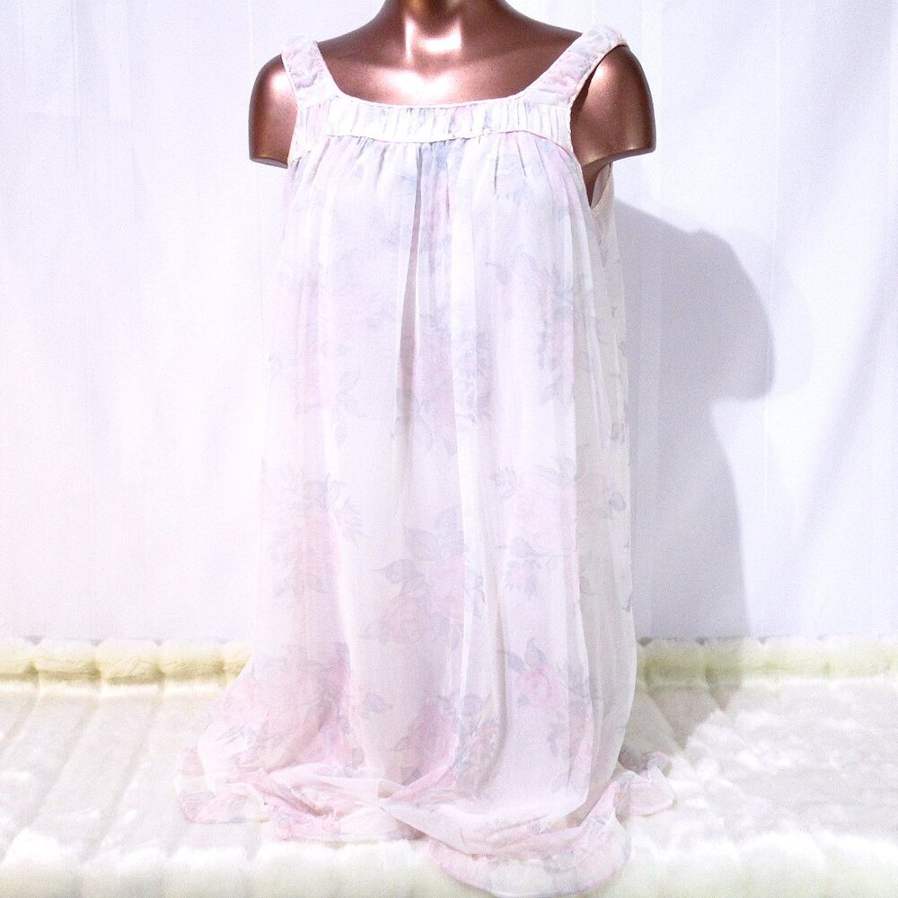 Aristocraft Vintage Floral Pink Double Nylon Nightgown M/L